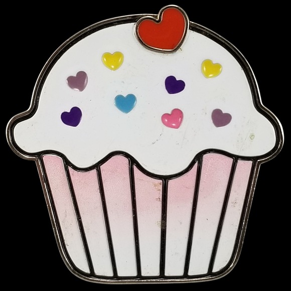 The Unbranded Brand Other - Vintage Cupcake Belt Buckle: Enamel Hearts, Kawaii Candy, Made in USA
